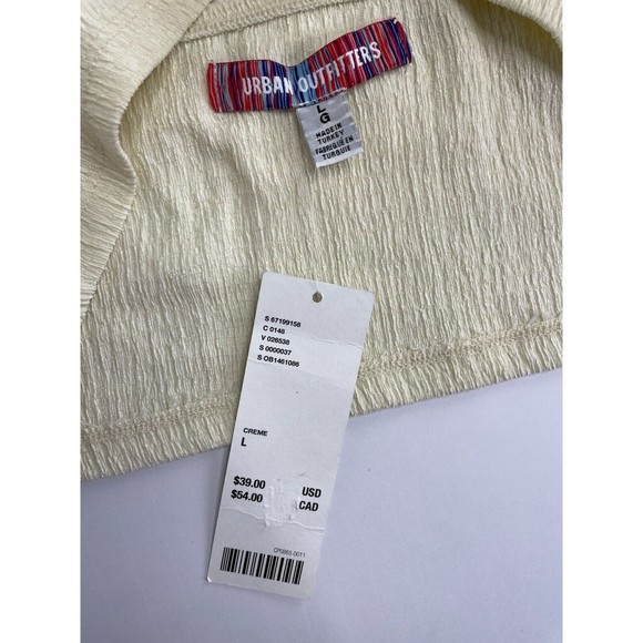 Urban Outfitters L Valeria Halter Cropped Top Cream Cutout Front Drawstring NWT - Picture 7 of 7